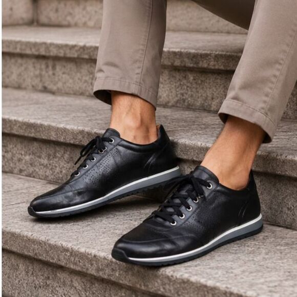 MAGNANNI Black Leather Sneakers Shoes   Mens Size 13 main image 5
